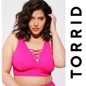 Torrid | Bright Pink XO Triangle Wireless Strappy Bikini Top | Size 2